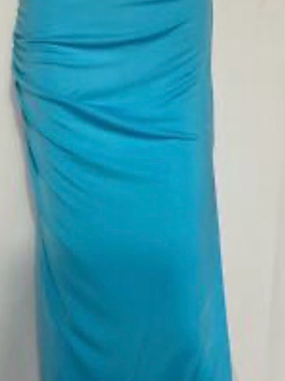 DOUBLJU Women’s Aqua Blue Ruched Maxi Bodycon Skirt XL